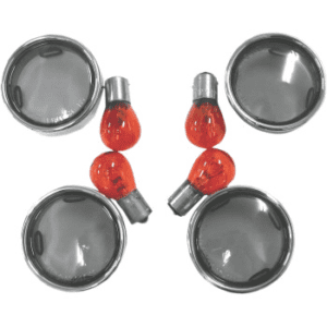 DRAG SPECIALTIES Smoke Turn Signal Lens Kit with Chrome Trim Rings 2020-0392