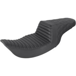 SADDLEMEN Step-Up Seat — Rear Lattice Stitch/Front Tuck-n-Roll - Black 897-06-176