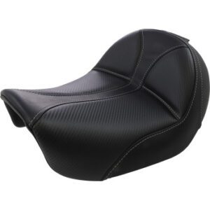 SADDLEMEN Dominator Solo Seat - w/o Backrest - Black w/ Gray Stitching - FL/FX '06-'17 806-04-0042