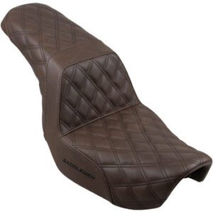 SADDLEMEN Step-Up Seat — Full Lattice Stitch - Brown - Dyna 806-04-175BR