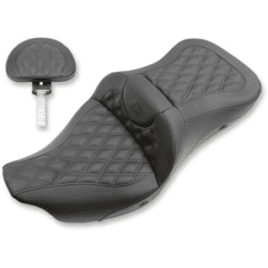 SADDLEMEN Extended Reach RoadSofa™ Seat - Lattice Stitched - Backrest - Heated - '08-'23 FL 808-07B-184BRHC