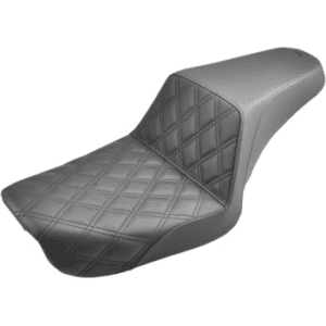 SADDLEMEN Step-Up Seat — Front Lattice Stitch - Black - Dyna 804-04-172