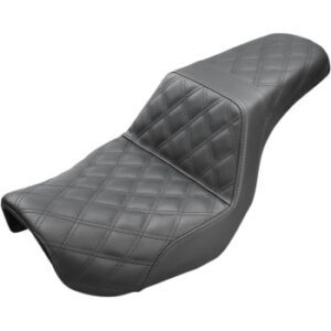 SADDLEMEN Step-Up Seat — Full Lattice Stitch - Black - Dyna 806-04-175