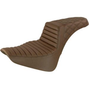 SADDLEMEN Step-Up Seat — Rear Lattice Stitch/Front Tuck-n-Roll - Brown 818-33-176BR