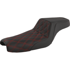 SADDLEMEN Step-Up Seat — Front Lattice Stitch/Red Stitching - Black - XL 807-11-172RD