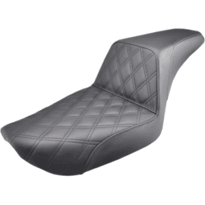 SADDLEMEN Step-Up Seat — Front Lattice Stitch - Black - Dyna 896-04-172