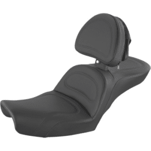 SADDLEMEN Explorer Seat - With Backrest - Stitched - Black - Dyna 896-04-030