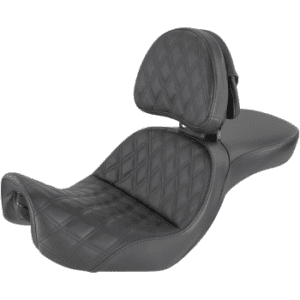 SADDLEMEN Explorer Seat - With Backrest - Lattice Stitched - Black - FXD 806-04-030LS