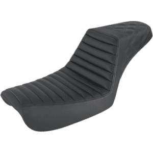 SADDLEMEN Step-Up Seat — Rear Lattice Stitch/Front Tuck-n-Roll - Black - FXD 804-04-176