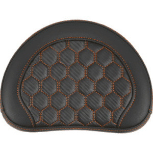 SADDLEMEN RoadSofa™ Sissy Bar Pad - Honeycomb - Orange Stitching 051349ORA