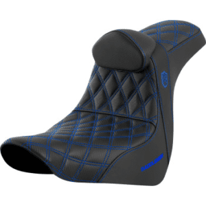 SADDLEMEN Pro Series SDC Performance Grip Seat - with Backrest - Blue Stitch - FL/FX '18-'23 SC81829BLURT