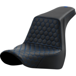 SADDLEMEN Honeycomb Step-Up Seat - Blue Stitching - FL/FX '18-'24 A818-29-177BLU